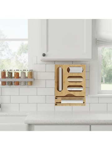 relaxdays Folienspender in Natur - (B)33,5 x (H)43,5 x (T)7,5 cm