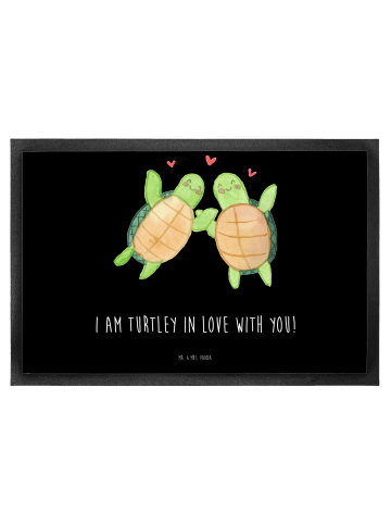 Mr. & Mrs. Panda Fußabtreter Schildkröten Paar mit Spruch in Schwarz