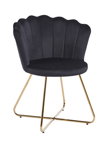 SalesFever Polsterstuhl 2er-Set im Muschel‑Design Samt mit goldfarbenem Gestell in Schwarz