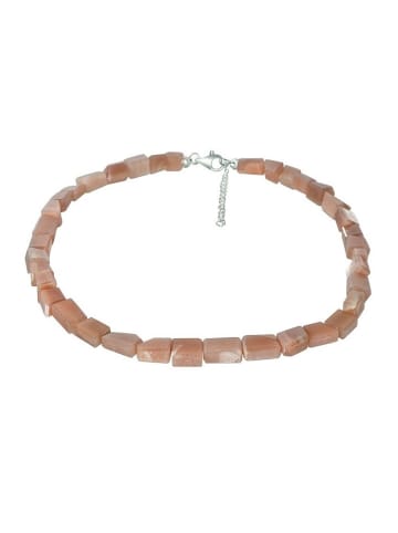 Xen Collier "Peach Mondstein Trommelstein" in Braun