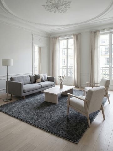 KADIMA DESIGN Teppich Kurzflor Waschbar Einfarbig MAIN Strapazierfähig OEKO-TEX in Grau