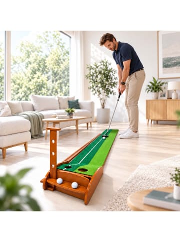 relaxdays Puttingmatte in Grün/ Natur - (B)37,5 x (H)49 x (T)300 cm