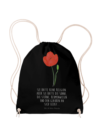 Mr. & Mrs. Panda Sportbeutel Blume Mohnblume mit Spruch in Schwarz