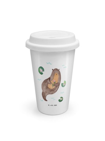 Mr. & Mrs. Panda Kaffeebecher To Go Otter Seerose ohne Spruch in Weiß