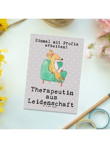 Mr. & Mrs. Panda Einzelkarte Therapeutin Leidenschaft mit Spruch in Grau Pastell