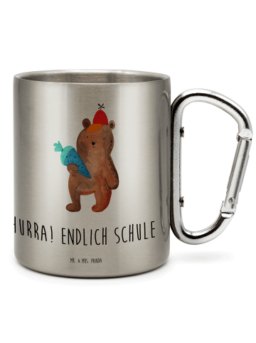 Mr. & Mrs. Panda Karabiner Becher Bär Schultüte mit Spruch in Silber