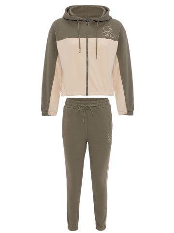 Tom Barron Trainingsanzug Damen Freizeit Trainingsanzug mit Reißverschluss in khaki