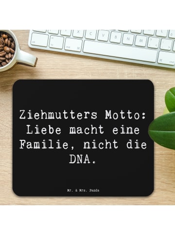 Mr. & Mrs. Panda Mauspad Ziehmutter Liebe mit Spruch in Schwarz