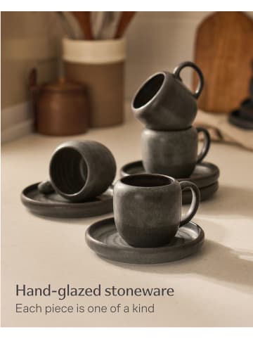 Cosumy "Cosumy | Lune | Cappuccino Tassen Set 4 St. 200ml Schwarz"