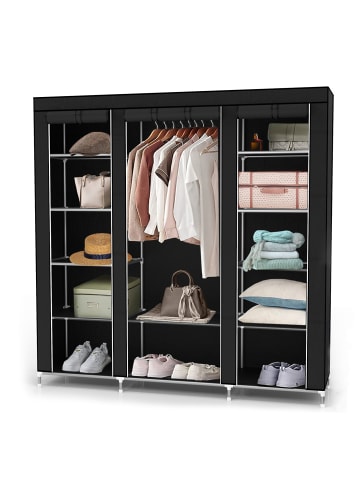 Intirilife Stoffschrank 150x175x45 cm in RABEN SCHWARZ