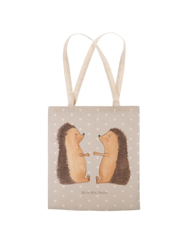 Mr. & Mrs. Panda Tote Bag Igel Liebe ohne Spruch in Grau Pastell