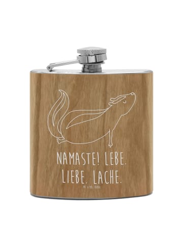 Mr. & Mrs. Panda Flachmann Stinktier Yoga mit Spruch in Braun