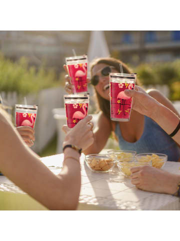 relaxdays 4 x Trinkglas "Flamingo" in Transparent
