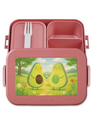 Mr. & Mrs. Panda Brotbox Avocado Pärchen Design ohne Spruch in Rot Pastell