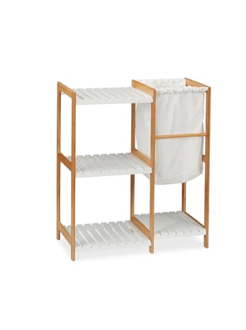 relaxdays Badregal in Natur/Weiß - (B)65,5 x (H)76 x (T)33 cm