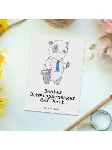 Mr. & Mrs. Panda Postkarte Panda Bester Schwippschwager der Welt... in Weiß