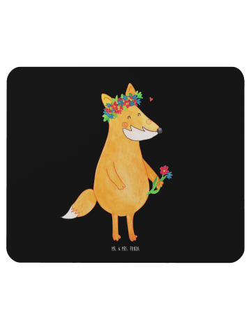 Mr. & Mrs. Panda Mousepad Fuchs Blumen ohne Spruch in Schwarz