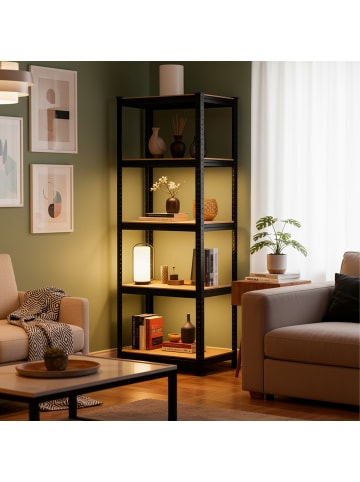 relaxdays Schwerlastregal in Schwarz/ Braun - (B)75 x (H)180 x (T)30 cm