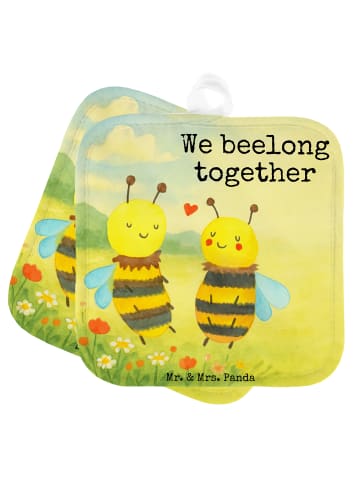 Mr. & Mrs. Panda Topflappen Biene Verliebt Design mit Spruch in Weiß