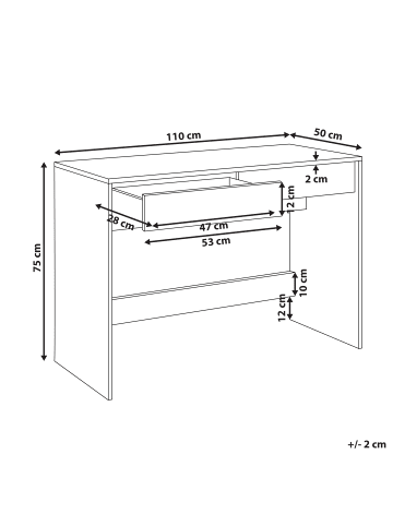 Beliani Schreibtisch RONDANE in Weiß - (W) 110 x (H) 75 x (L) 50 cm