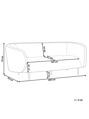 Beliani 3-Sitzer Sofa LOEN in Orange/Schwarz - (W) 200 x (H) 79 x (L) 70 cm