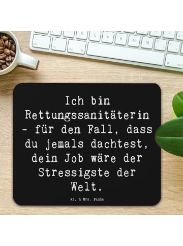 Mr. & Mrs. Panda Mousepad Spruch Rettungssanitäterin mit Spruch in Schwarz