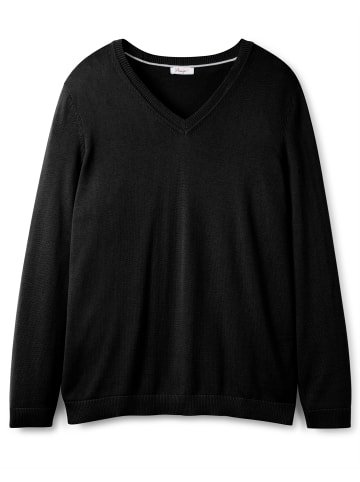 sheego V-Ausschnitt-Pullover in schwarz