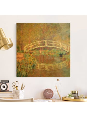 WALLART Leinwandbild Gold - Claude Monet - Brücke Monets Garten in Bunt