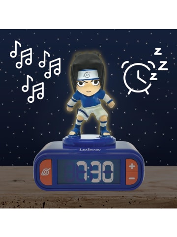 LEXIBOOK® Naruto Sasuke 3D-Nachtlicht-Wecker mit Soundeffekten