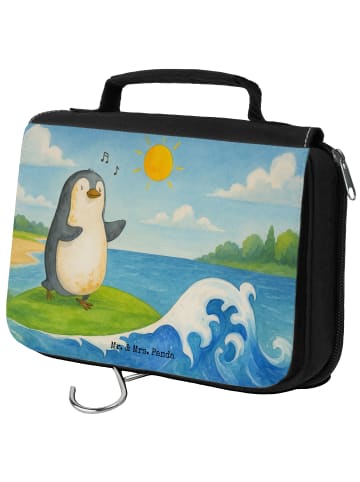 Mr. & Mrs. Panda kulturtäschchen Pinguin Surfer Design ohne Spruch in Weiß