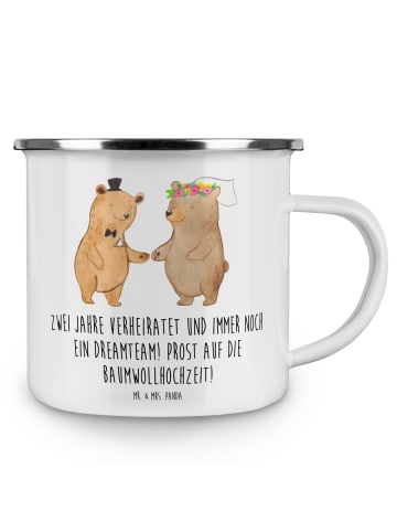 Mr. & Mrs. Panda Kaffeetasse 2. Hochzeitstag Baumwollhochzeit mi... in Weiß