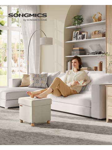 SONGMICS Sitzhocker Melisa in Weiß - (B)38 x (H)40 x (T)38 cm