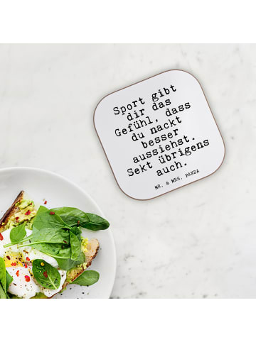 Mr. & Mrs. Panda Untersetzer Glas Sport gibt dir das... mit Spruch in Weiß