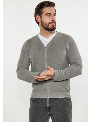 DreiMaster Maritim Herren Cardigan in Grau Melange