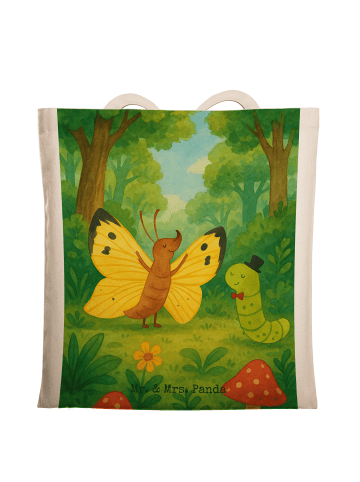 Mr. & Mrs. Panda Shopping Tasche Raupe Schmetterling Design ohne... in Weiß