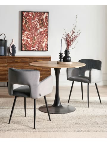 Beliani 2er-Set Esszimmerstuhl SANILAC in Grau/Schwarz