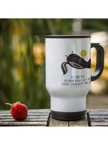 Mr. & Mrs. Panda Edelstahl isolierbecher Stinktier Ball mit Spruch in Weiß