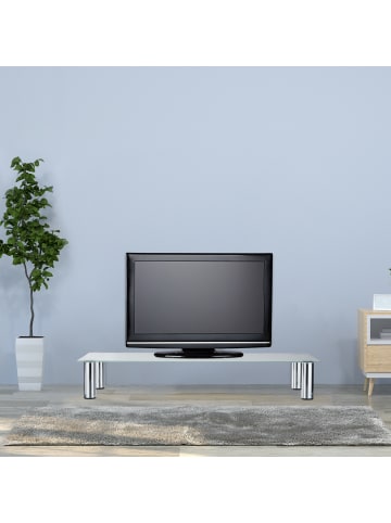 relaxdays TV-Tisch in Weiß/Silber - (B)35 x (H)100 x (T)17 cm