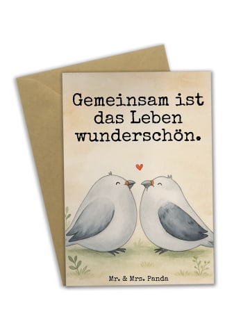 Mr. & Mrs. Panda babykarte Tauben Liebe Design mit Spruch in Weiß