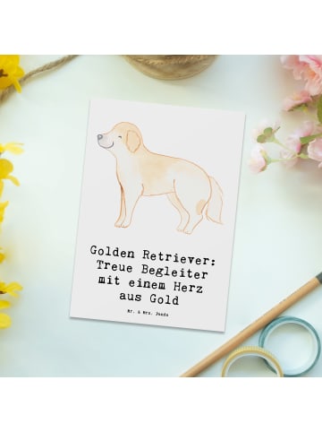Mr. & Mrs. Panda Postkarte Golden Retriever Freund mit Spruch in Weiß