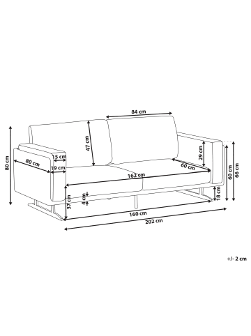Beliani 3-Sitzer Sofa IDRE in Weiß/Schwarz - (W) 202 x (H) 81 x (L) 80 cm
