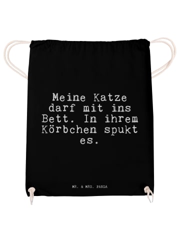 Mr. & Mrs. Panda gymnastiktasche Meine Katze darf mit... mit Spruch in Schwarz