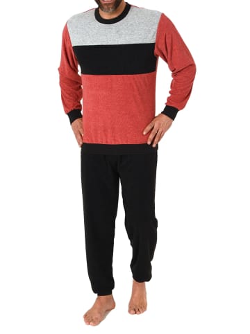 NORMANN Frottee langarm Schlafanzug Pyjama Bündchen - 81312 in rot