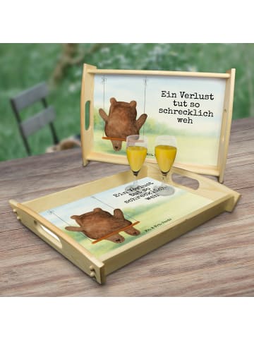 Mr. & Mrs. Panda Servier Tablett Bär Schaukel Design mit Spruch in Weiß