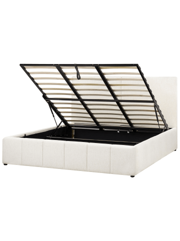 Beliani Doppelbett CASTELNAVET in Weiß/Schwarz - (W) 192 x (H) 120 x (L) 220 cm