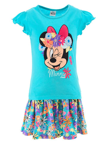 Disney Minnie Mouse 2tlg. Outfit: Sommer-Set T-Shirt und Rock in Hell-Blau