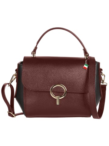 Florence Florence Handtasche Leder dunkelrot, schwarz ca. 26cm