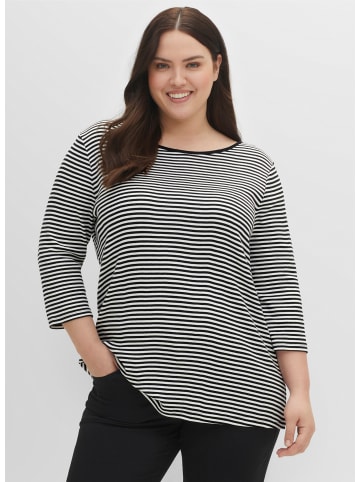 sheego Ringelshirt in schwarz