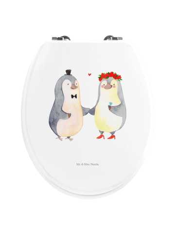 Mr. & Mrs. Panda Motiv WC Sitz Pinguin Heirat ohne Spruch in Weiß