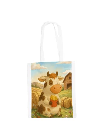 Mr. & Mrs. Panda Tasche Kuh  Pommes Design ohne Spruch in Weiß